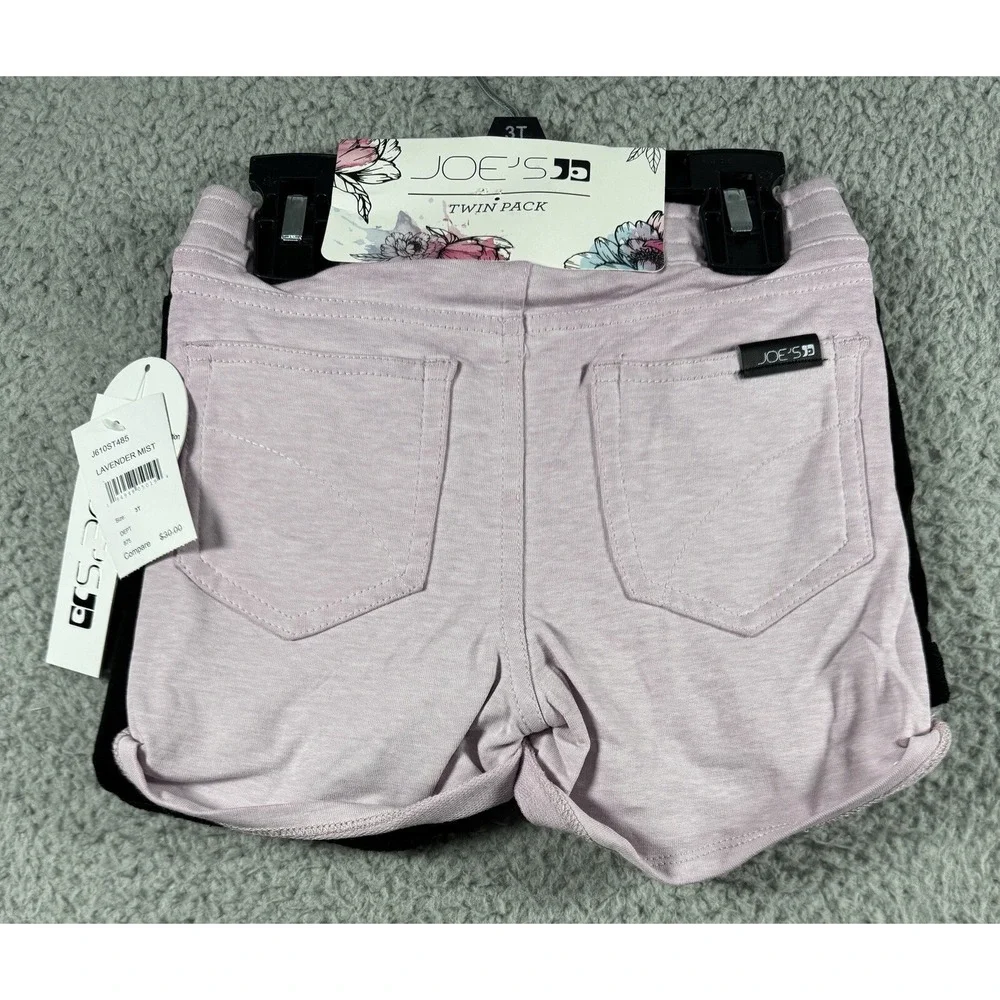 New Twin Pack JOE'S JEANS Girls Toddler Pink Soft Denim-Look Roll Cuff Shorts 3T
